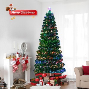 Angel Sar 6FT Pre-lit Fiber Optic Christmas Tree, Color Changing Lights with Star Topper, 220 Branch Tips, for Home Office Party Decor - 1 of 4