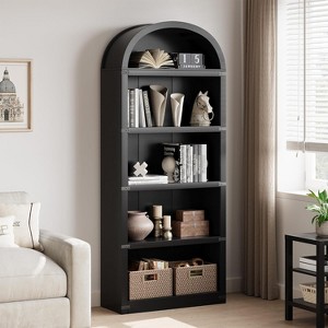 Arched Bookshelf Bookcase 5 Shelf Tall Bookcase Farmhouse Display Storage Rack Wooden Bookshelves for Home Office - 1 of 4