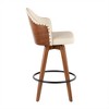 Mid-Century Counter Stool with Swivel, Wood and Faux Leather Seat for Kitchen or Dining (Set of 1) - 2 of 4