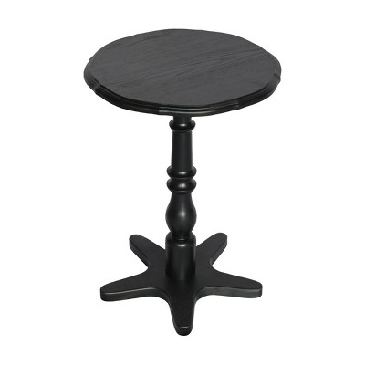 GlasFlength Coffee Tables Round Side Table Small Drink Table Small Accent Pedestal Table for Living Room Corners, Black, 15.75"*15.75"*21.65"