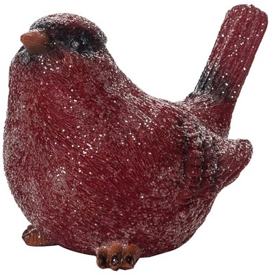 Transpac Resin 5.5 in. Red Christmas Glitter Cardinal