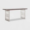 Adore Decor Lennox Contemporary Wood and Silver Metal Bench Dark Walnut Brown - 2 of 4