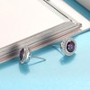 Halo 3D Stud Earringsfor Women Sterling Silver Purple Cz Ginger Lyne Collection - 4 of 4