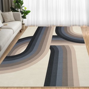 Large Machine Washable Modern Abstract Area Rug 9x12 Colorful Rainbow Floor Carpet Non Skid Non Shedding Soft Thin Rug for Living Room Dining Room - 1 of 4
