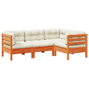 vidaXL 4 Piece Patio Sofa Set with Cushions - Wax Brown - 1 of 4