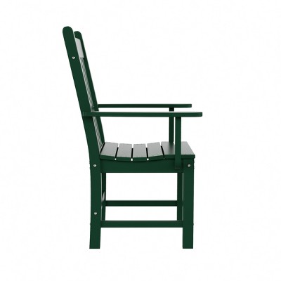Dark Green HDPE Outdoor Dining Armchair with Fixed Arms
