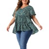 Agnes Orinda Women's Plus Size 2 Pieces Outfits Boho Ditsy Floral Pleated Babydoll Blouses High Waist Midi A Line Skirt Set - 3 of 4