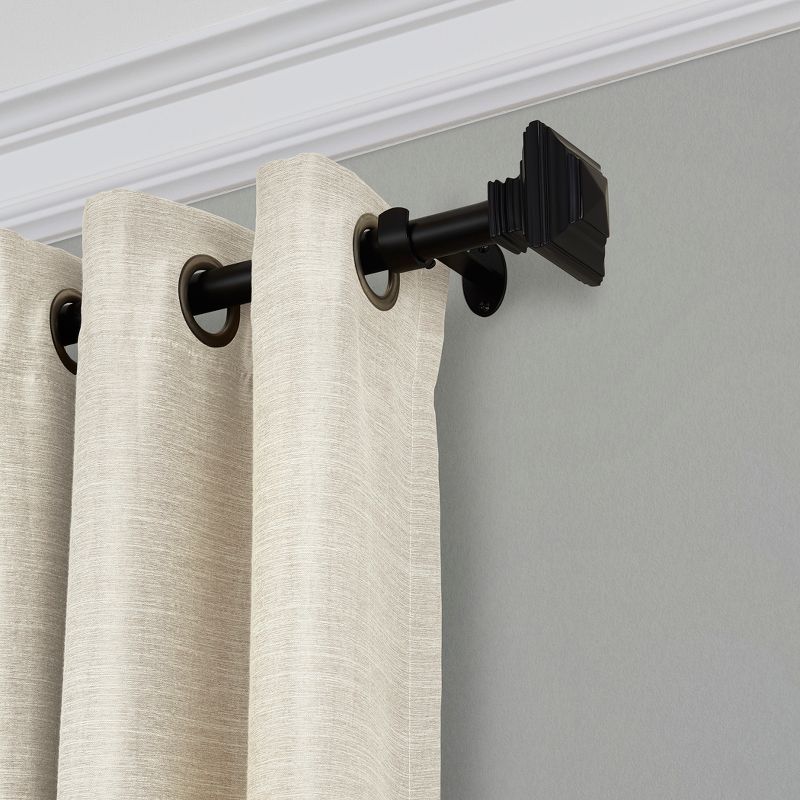 Florence 1" Window Drapery Single Curtain Rod with Stacked Square Finial - Elrene Home Fashions, 2 of 7