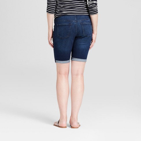 Maternity Crossover Panel Bermuda Jean Shorts Isabel Maternity By