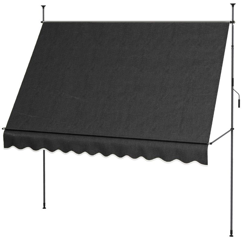 Outsunny Freestanding Retractable Awning, Non-Screw Patio Awning with UV Resistant Fabric, 4 of 7