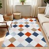 Coucheta Washable Checkered Area Rug, Non-Slip & Stain Resistant, Modern Geometric Plaid Carpet for Bedroom, Living Room, Hallway, Dining & Nursery - 2 of 4