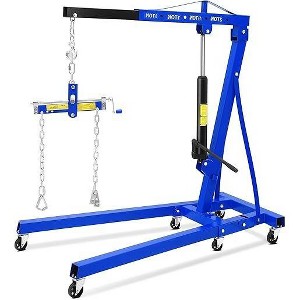 2 Ton Folding Hydraulic Engine Hoist with Leveler, 4400 LBS ，with Telescopic Boom & 6 Casters, for Garage Workshop Warehouse - 1 of 4