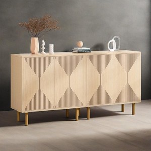 ORRD 59" Natural Wood Sideboard, Freestanding Storage Buffet Cabinet for Dining, Living & Kitchen - 1 of 4