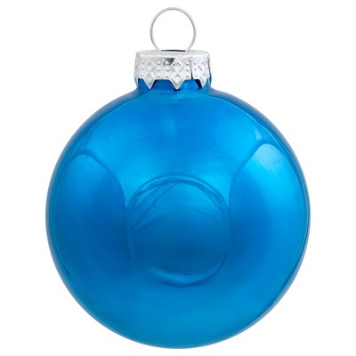 40-Piece Blue Matte and Shiny Glass Christmas Ball Ornament Set