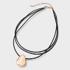 Simulated Leather and Slider Droplet Pendant Necklace - Universal Thread™ Black - 3 of 4