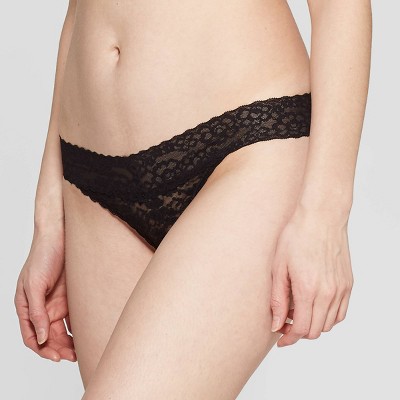 Women's All Over Lace Thong - Auden Black L