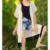 LA LEELA Women's Summer Open Front Vacation Beachwear Bathing Suit Boho Beach Duster Holiday Cover ups Cardigan XL-XXL Beige, Solid - 2 of 4
