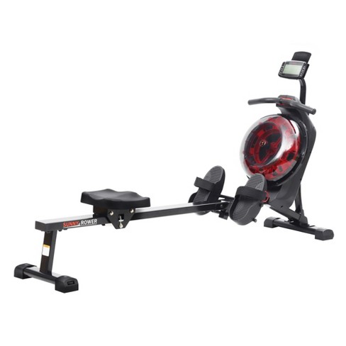 Sunny Health & Fitness Hydro Dual Resistance Smart Magnetic Water Rowing  Machine - Black/Red