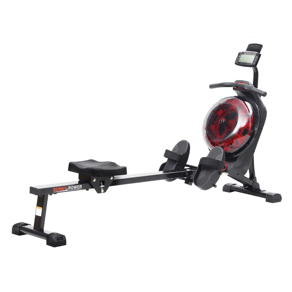 Photos - Rowing Machine Sunny Health & Fitness Hydro Dual Resistance Smart Magnetic Water  - Black/Red