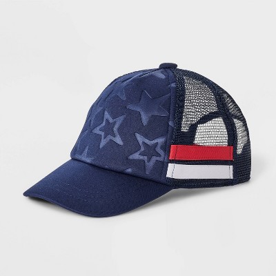 Toddler Boys' Stars Trucker Hat - Cat & Jack™ Light Navy Blue 2T-5T