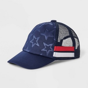 Toddler Boys' Stars Trucker Hat - Cat & Jack™ Light Navy Blue 2T-5T - 1 of 3