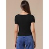 INSPIRE CHIC Women's Short Sleeves Asymmetrical Neck Ruched Going Out Crop Basic Blouses - 3 of 4