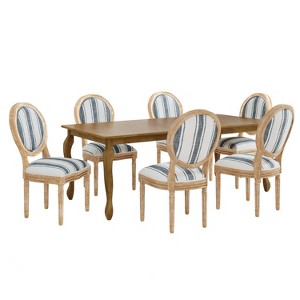 Christopher Knight Home Phinnaeus 7-Piece Dining Set with Extendable Table and Upholstered Chairs - 1 of 4