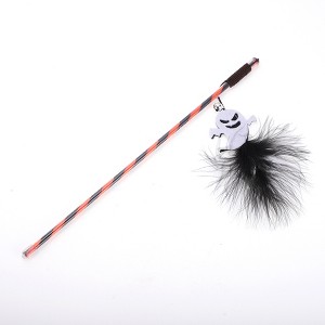 Unique Bargains Convenient Ghost Pattern Cat Playing Rod Black White 1 Pc - 1 of 3