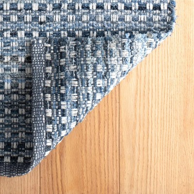 Denim Stone Blue Handwoven Cotton Stripe Rug 5' x 8'