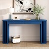 Lyngins Modern Oak Veneer Console Table with 2 Drawers, Floor-Length Fan-Legs, 59" L Farmhouse Oval Entryway Table, Sofa Tables Narrow Long - 2 of 4