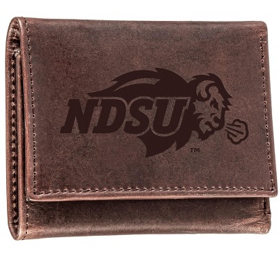 Evergreen NCAA North Dakota State Bison Brown Leather Trifold Wallet Officially Licensed with Gift Box