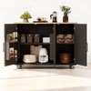 51.2" Farmhouse Kitchen Island Cart with Drop Leaf, Internal Storage Racks, Towel Rack, Adjustable Shelves, Rolling Island with Locking Wheels - 3 of 4