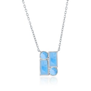 Caribbean Treasures Sterling Silver, Multi-Shaped Larimar Necklace - Blue - 16+2 Inch - 1 of 2