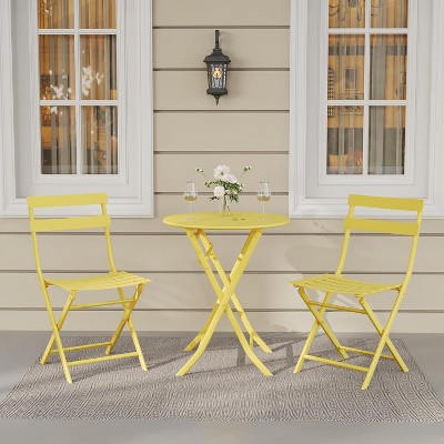 3-Piece Patio Bistro Set, Foldable Table & Chairs for Balcony, Lawn, Porch, Small Outdoor Spaces