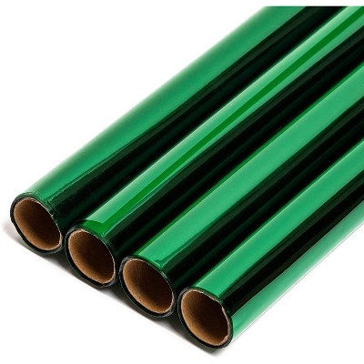 Cellophane Wrap 17" x 10ft 4 Pack Clear Green Cellophane Rolls for Gift Wrapping, Fruit Baskets and Flower Arragements