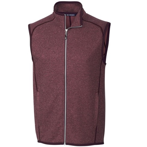 Cutter & Buck Mainsail Sweater-Knit Mens Full Zip Vest - Bordeaux Heather -  S