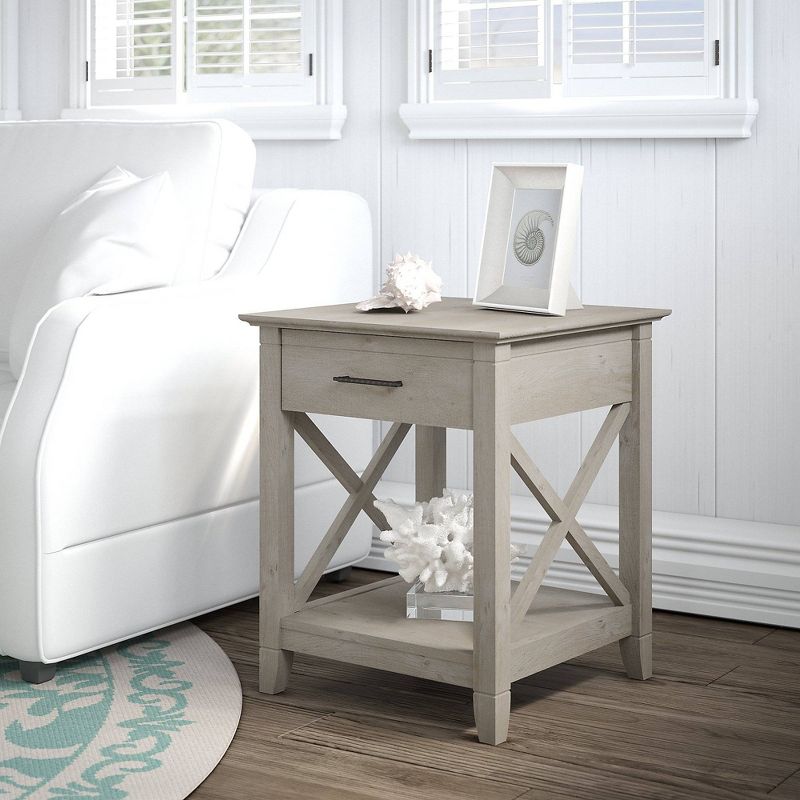 Key West End Table with Storage Washed Gray - Bush Furniture, 3 of 8