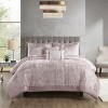 Okak Full/King 5-Piece Crinkle Velvet Bed Comforter Set with Throw Pillow,Comfortable Quilt Comforter Bedding Sets,Machine Washable - 2 of 4