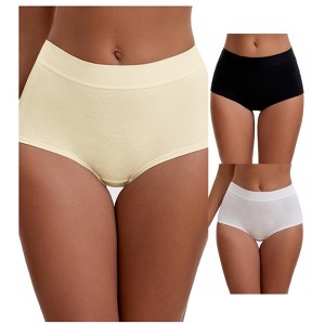 INSPIRE CHIC Women's High Waist Tummy Control Elastic Waistband Comfortable Brief 3 Packs - 1 of 4