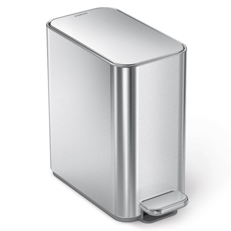 simplehuman 5L Slim Stainless Steel Step Trash Can, 1 of 9