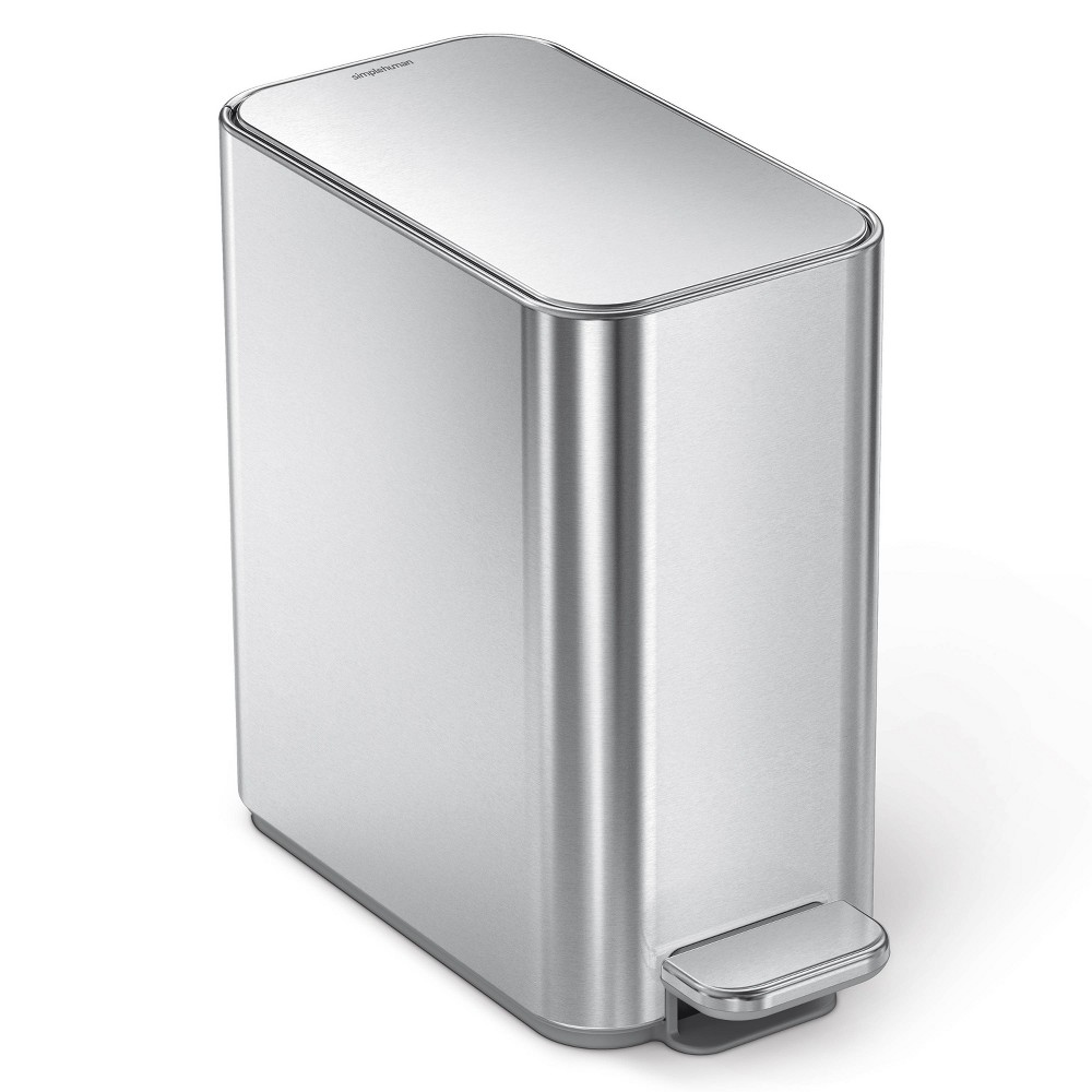 simplehuman 5L Slim Bathroom Step Trash Can with Liner Pocket - Stainless Steel