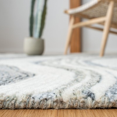 Mid-Century Modern Abstract Gray Wool 3'x5' Hand-Tufted Rug