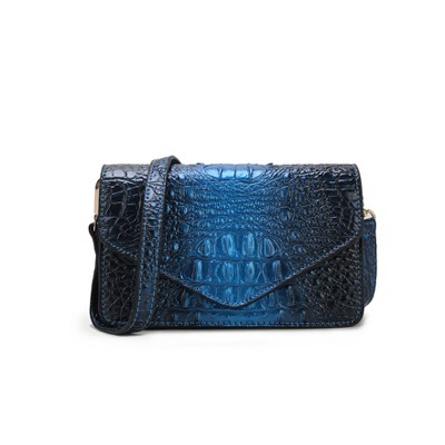 MKF Collection Sophisticated Vanta Croc-Embossed Saddle Crossbody  Bag by Mia K