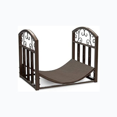 Hastings Home Firewood Storage Rack With Scroll Design - Brown