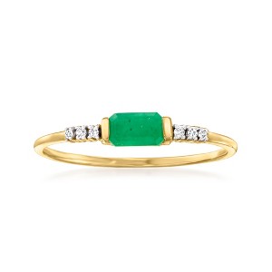Pure Collection by Ross-Simons 0.20 Carat Emerald Ring With Diamond Accents in 14kt Yellow Gold - 1 of 4