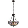 Chloe Lighting Grenville Victorian Tiffany-Style Dark Bronze 2 Light Inverted Ceiling Pendant 18" Wide - 3 of 4