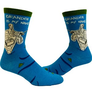 Crazy Dog T-Shirts Men's Grandpa Is My Name Fishing Is My Game Socks Funny Grandfather Fisherman Novelty Footwear - 1 of 4