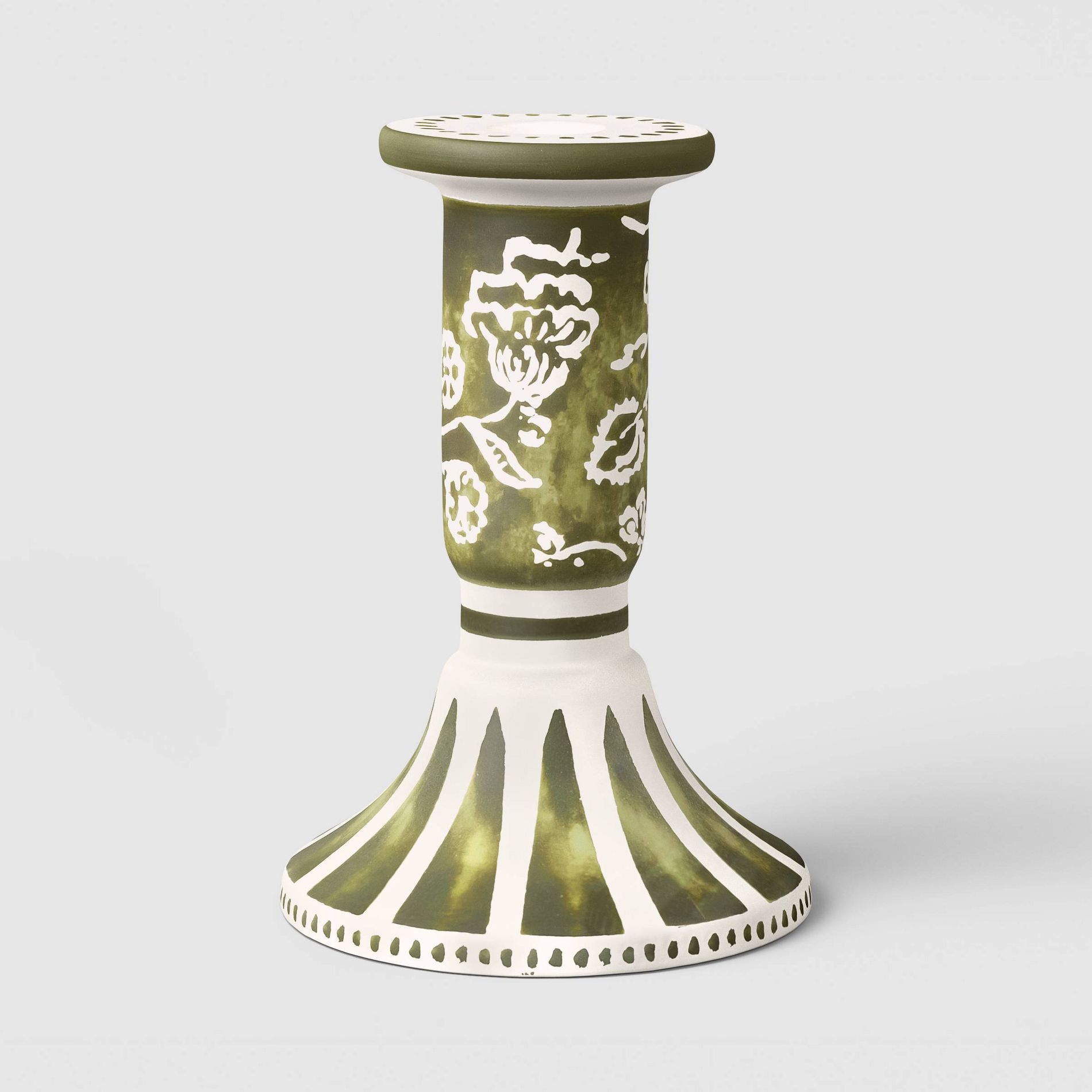 6"x4" Ceramic Mixed Floral Painted Taper Candle Holder - Threshold™