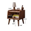 Modern Solid Beech Storage Nightstand,Nightstand with Open Shelf And Tapered Legs,Wooden Small Bedside Table For Bedroom-Cuddlewood - 4 of 4