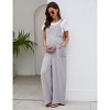 Coolmee Women Casual Maternity Square Neck Sleeveless Straps Wide Leg Long Jumpsuit With Pockets Beach Vacation Outfits - 2 of 4
